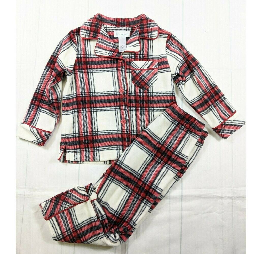 Pajamagram Red Black & White Fleece Plaid Pjs Youth 4T